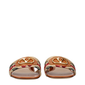Beige Raffia Slippers