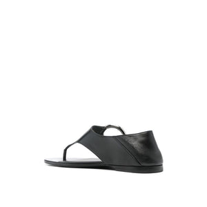 Black Calfskin Strap-On Sandals