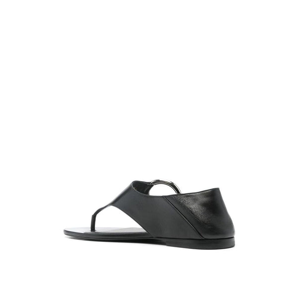 Black Calfskin Strap-On Sandals
