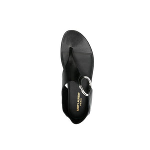 Black Calfskin Strap-On Sandals