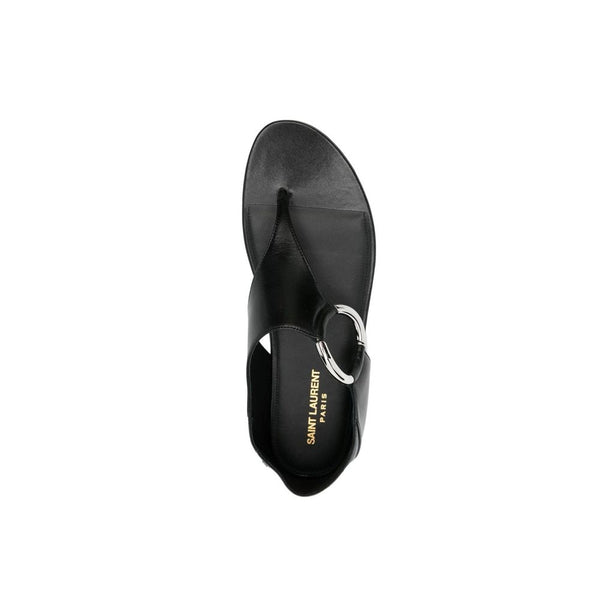 Black Calfskin Strap-On Sandals