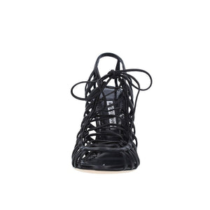 Black Leather Strap-On Sandals