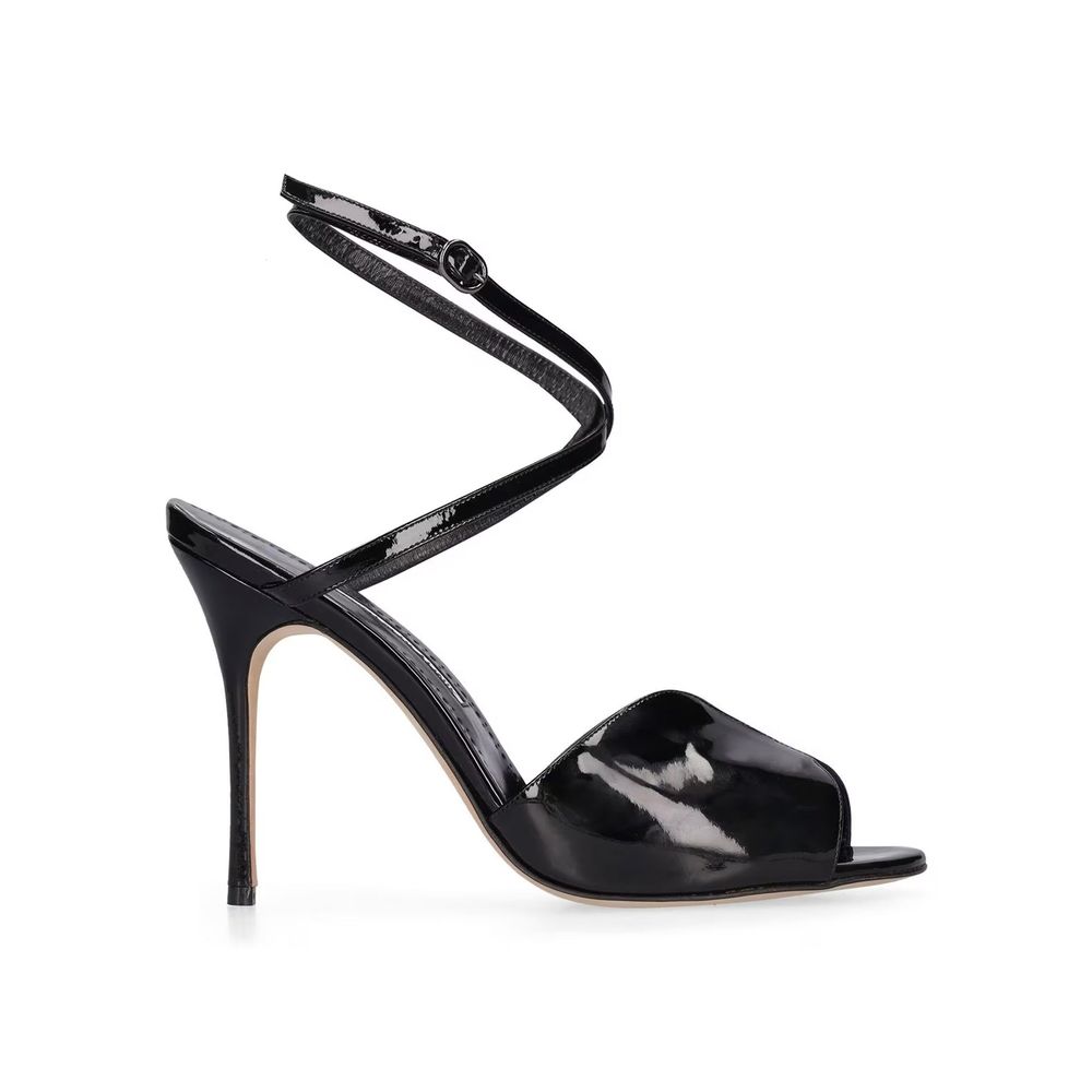 Black Calfskin Stiletto Heel Sandals
