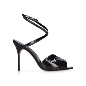 Black Calfskin Stiletto Heel Sandals
