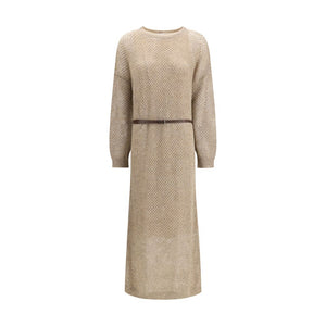 Beige Mohair Casual Dress