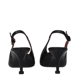 Black Leather Platform Pumps