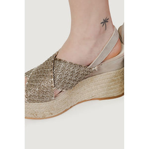 Bronze Cotton High Heel Pumps