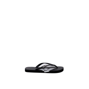 Black And White Rubber Flip-Flop Sandals