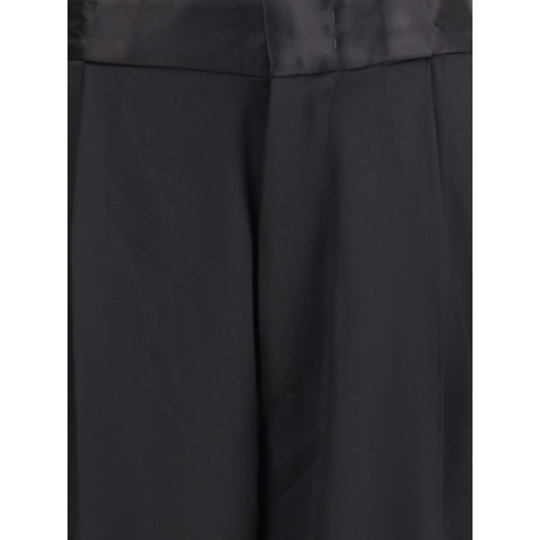 Black Silk Casual Pants