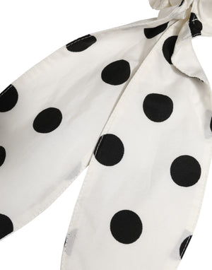 Scrunchie White Cotton Polka Dot Scarf Tie Accessory Hair
