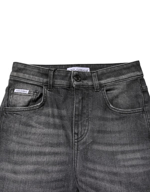 Gray High Waist Cotton Skinny Denim Jeans