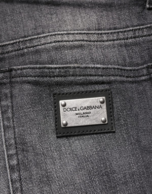 Gray High Waist Cotton Skinny Denim Jeans