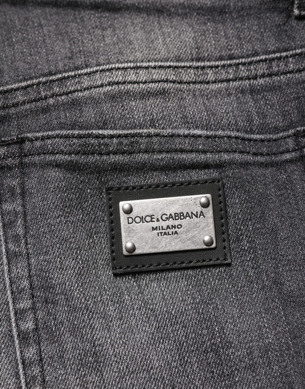 Gray High Waist Cotton Skinny Denim Jeans