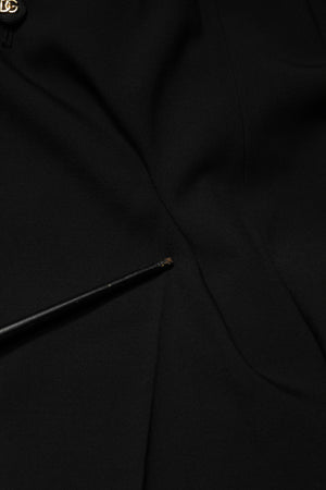 Black Wool Blend Straight High Waist Pants