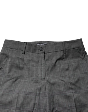 Dark Gray Check Tartan VirginWool Dress Pants