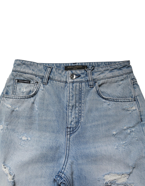 LightBlue Ripped Washed BOYFRIEND Denim Jeans