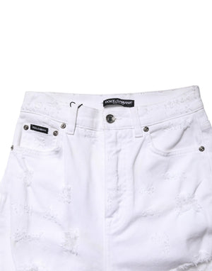 White Distressed High Waist Denim Jeans