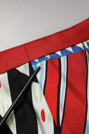 Multicolor Carretto Pattern Straight Pants