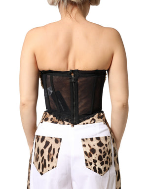 Black Gold Heart Bustier Corset Tinsel Top