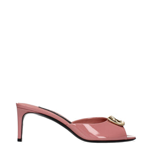 Pink Leather Stiletto Heel Sandals