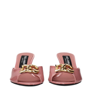 Pink Leather Stiletto Heel Sandals