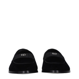 Black Velvet Slip-On Loafers
