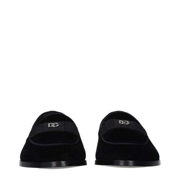 Black Velvet Slip-On Loafers