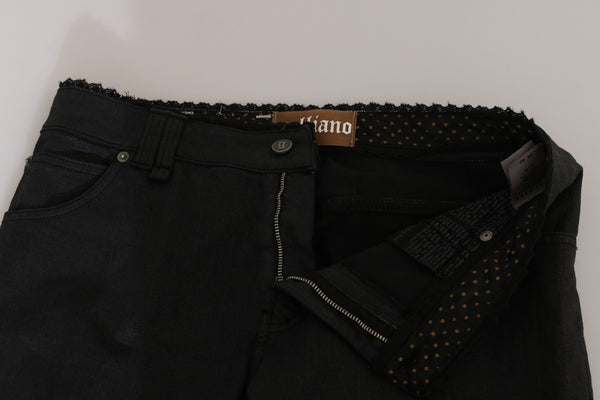 Black Mid Waist Skinny Cotton Casual Denim Jeans
