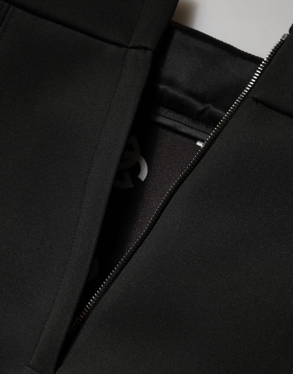 Black Nylon Pencil Cut High Waist Mini Skirt