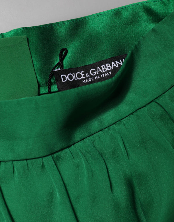 Green Silk High Waist Women Hot Pants Shorts