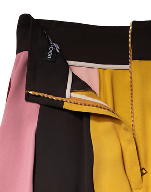 Multicolor Viscose High Waist Midi Skirt