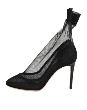 Black Nylon Stretch Mesh Sock Boots  Shoes