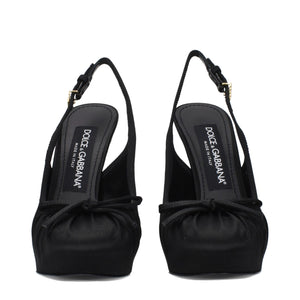 Black Satin High Heel Pumps