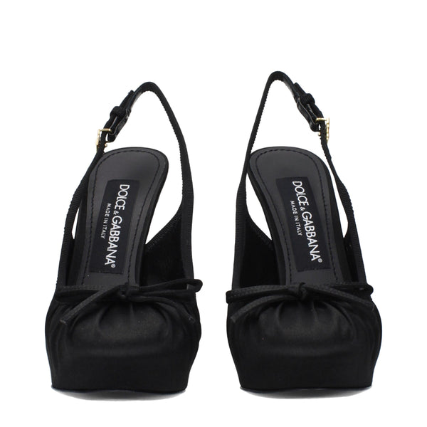 Black Satin High Heel Pumps