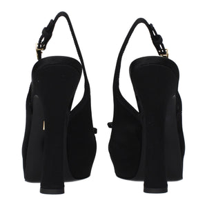 Black Satin High Heel Pumps