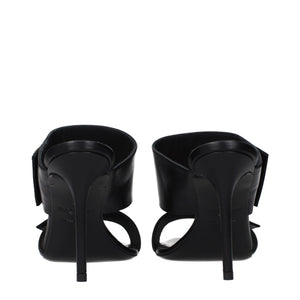 Black Leather Stiletto Heel Sandals