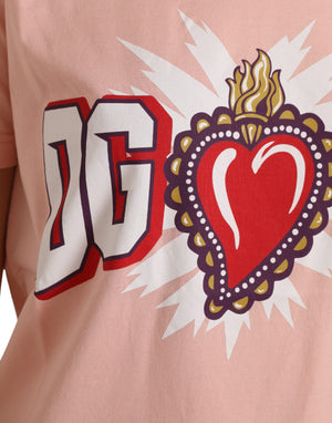 Pink Graphic Print Cotton Crew Neck T-shirt