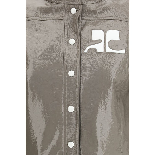 Gray Cotton Full-Length Jacket