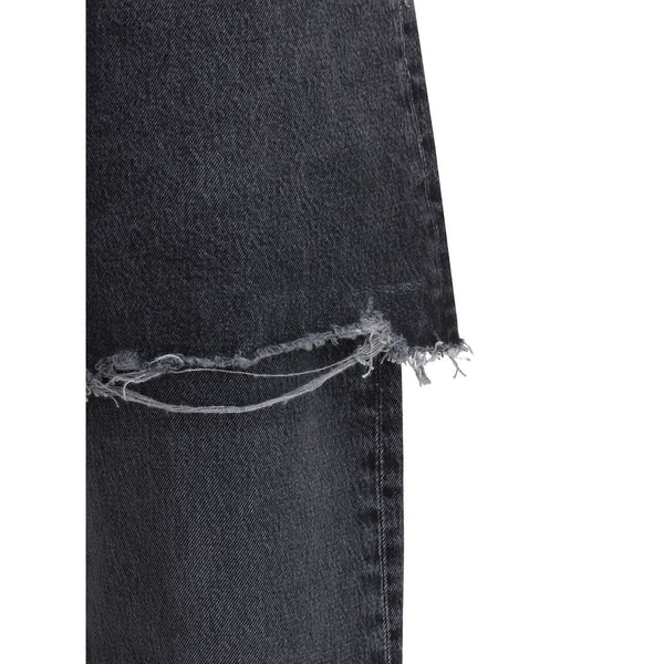 Black Recycled Cotton Straight-Leg Jeans