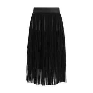 Black Silk Long Skirt