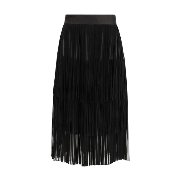 Black Silk Long Skirt