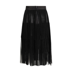Black Silk Long Skirt