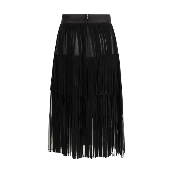 Black Silk Long Skirt
