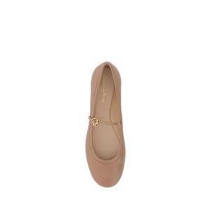 Beige Calf Leather Bos Taurus Ballet Flats
