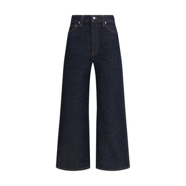 Blue Cotton Straight-Leg Jeans