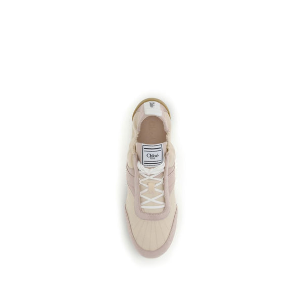 Beige Nylon Athletic Sneakers