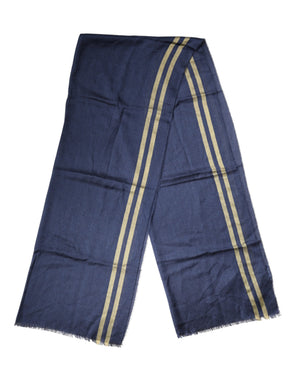 Blue Cashmere Neck Wrap Shawl Fringes Scarf