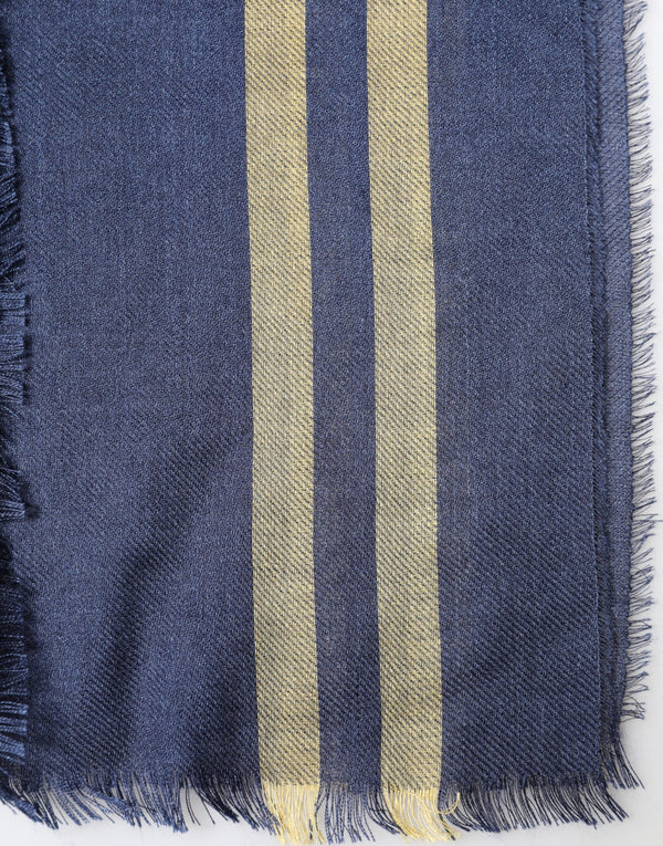 Blue Cashmere Neck Wrap Shawl Fringes Scarf