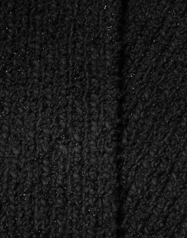 Black Cashmere Knit Shawl Fringes Scarf