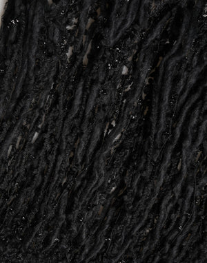 Black Cashmere Knit Shawl Fringes Scarf